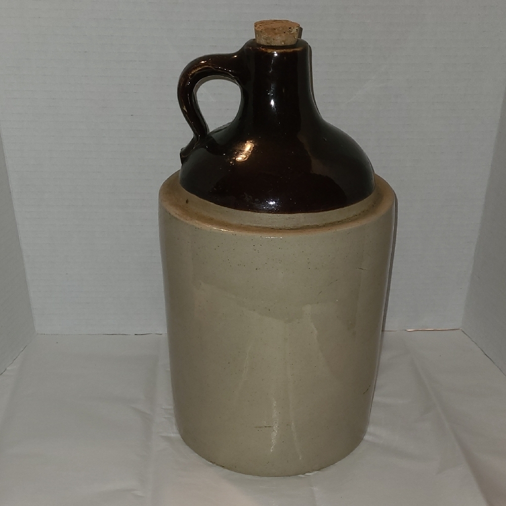 Vintage Two-Tone Stoneware Jug 13" Tall X 7" Diameter